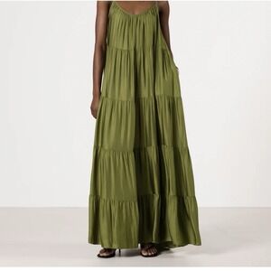Unsubscribed Olive/Green Washable Asymmetrical Tie‎ Sundress Size 4